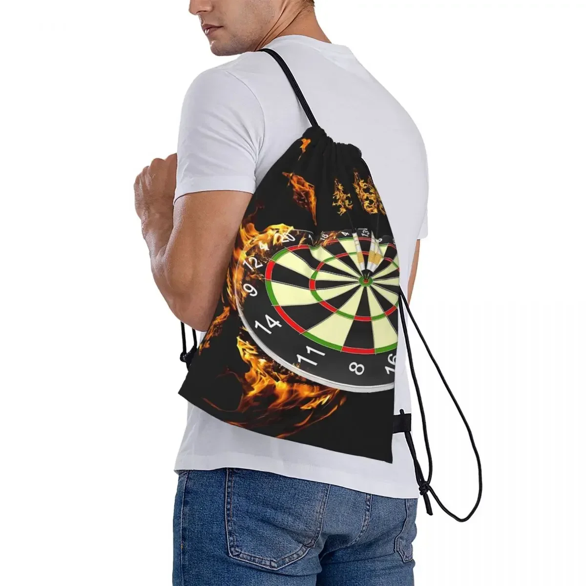 Flaming Dart Board zaini Casual borse portatili con coulisse coulisse Bundle Pocket Shoes Bag BookBag per studenti di viaggio