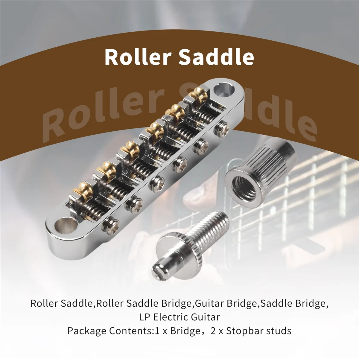 Silver Tune-O-Matic Electric Roller Saddle Bridge Lp สะพานกีตาร์ไฟฟ้า Made in Korea