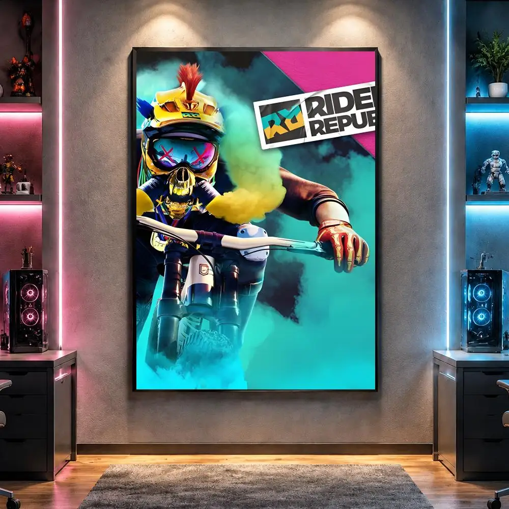 Game R-Riders Republic Extreme Sports Poster Wall Art Bedroom Living Room Dorm Bar Cafe Gym Studio Home Decor Gifts