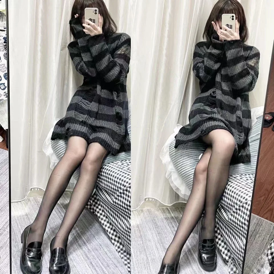 

K Color Blo Свободный женский длинный свитер Све в стиле панк Sle Трикотажная одежда Весенняя мода Повседневное шикарное платье Vestido De Mujer