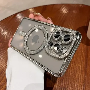 Transparentes helles Kristallgehäuse für iPhone 15 16 14 11 12 13 Pro Max Plus für magnetische magnetische drahtlose Ladungslinse 11 Hauptverkaufsspiegel, der nicht brechen - №3