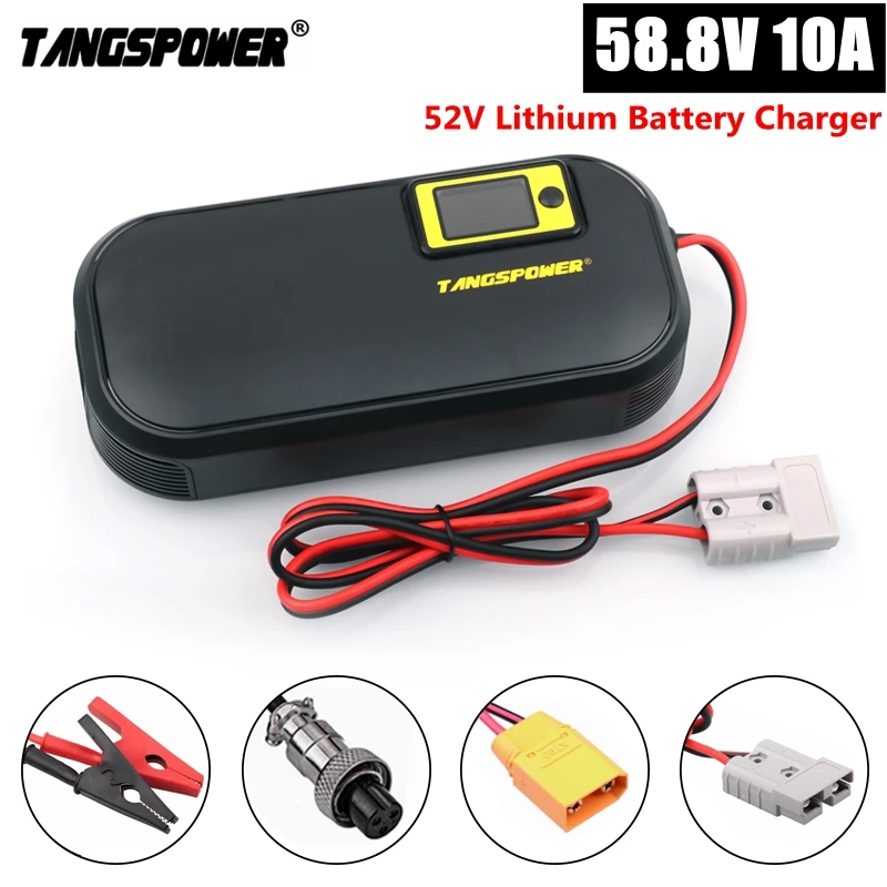 

58.8V 10A Lithium Battery Charger For 14Series 52V Li-ion Battery Pack With LCD Display Adjustable Current 672Watts Fast Charger