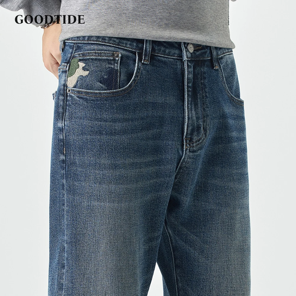 Fashion Men's Slightly Elastic Tapered Jeans 2025 Autumn New Graphite Washed Rolled Hems Casual Denim Trousers Size 28-38