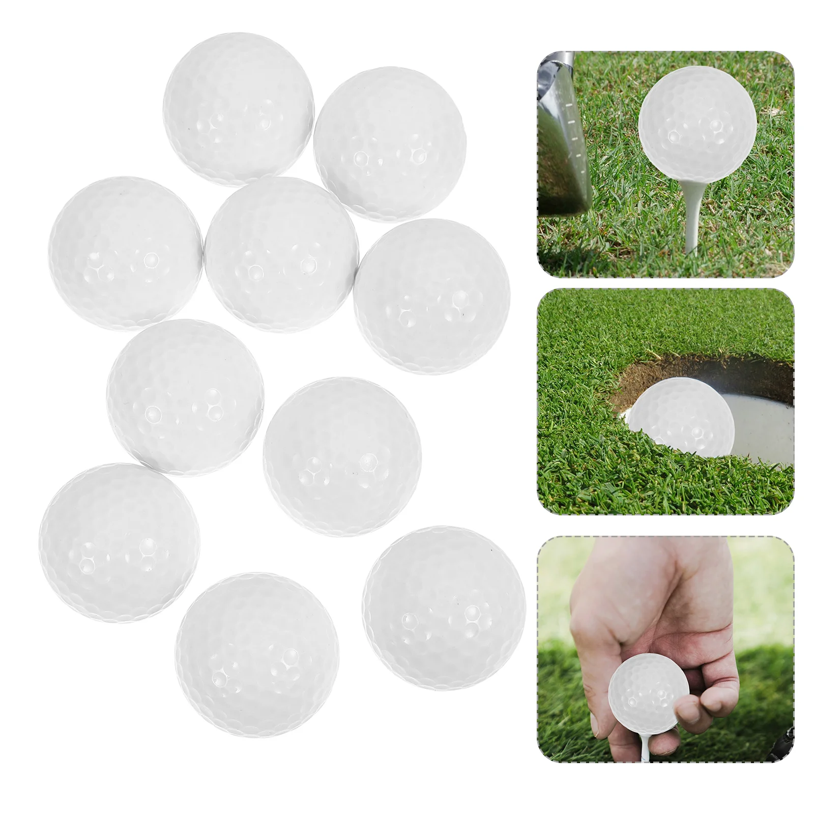 10 Pcs Golf Practice Ball Outdoor Balls Supplies White Training Accessory Sports Accessories Double Layer