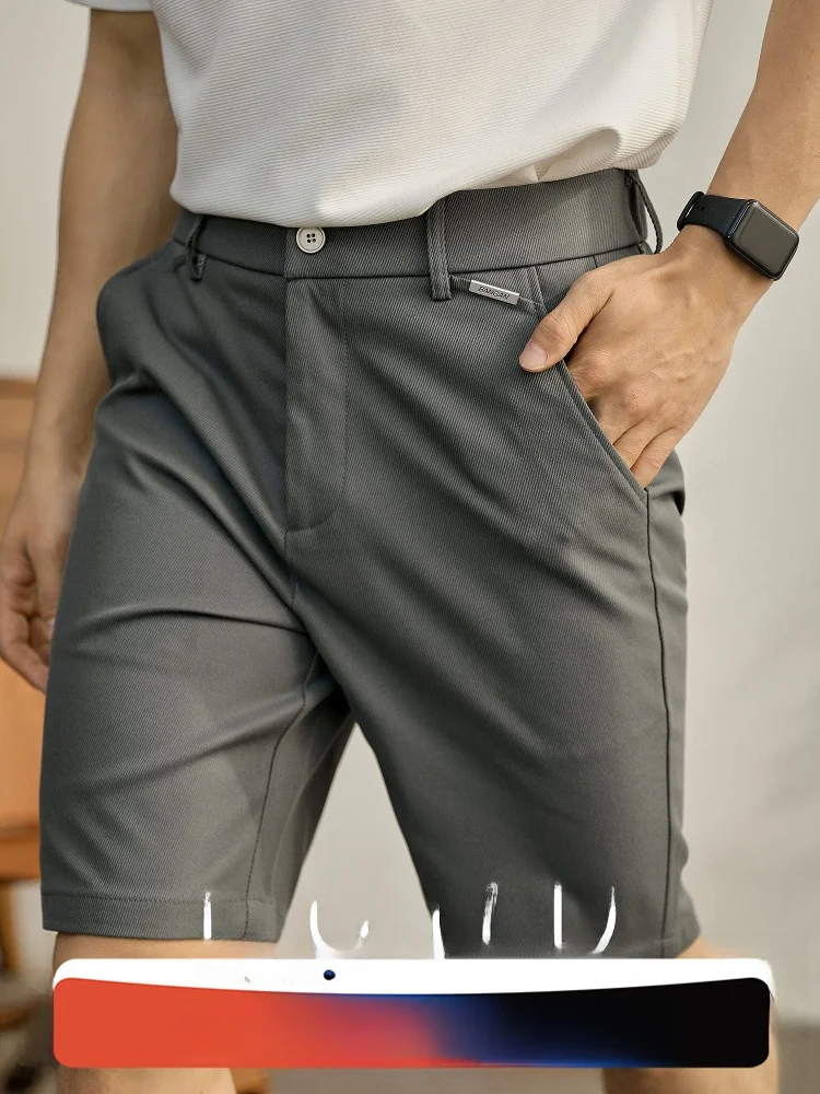 

LUUD Casual Straight Leg orts Men's Semi-Elastic Waist Thi Diagonal Pattern Light Maturi Sle Summer ort Pants