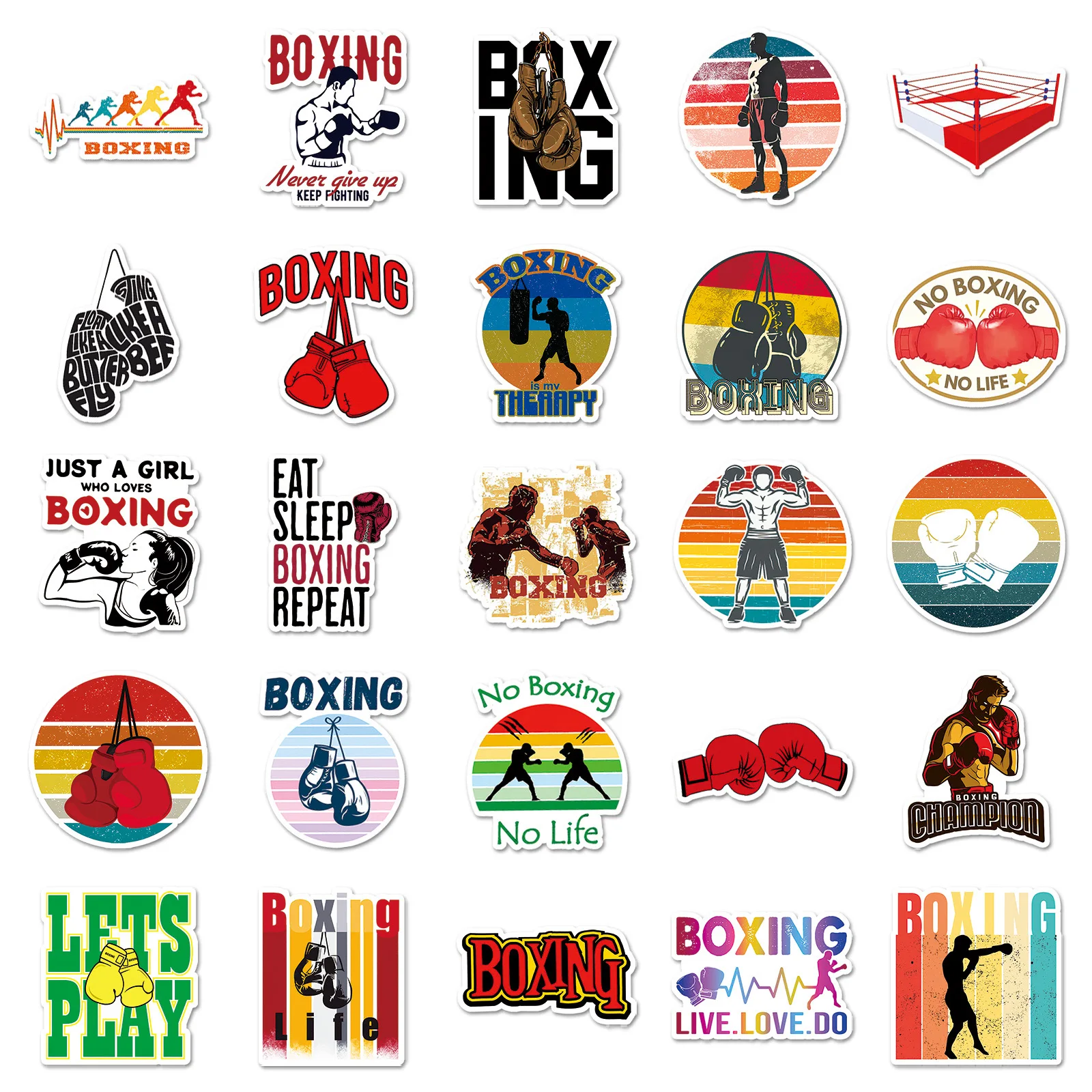 10/50Pcs Cool Boxing Wrestling Sport Cartoon Stickers Vinyl Decals DIY Motorcycle Luggage Phone Waterproof Car Styling Sticker