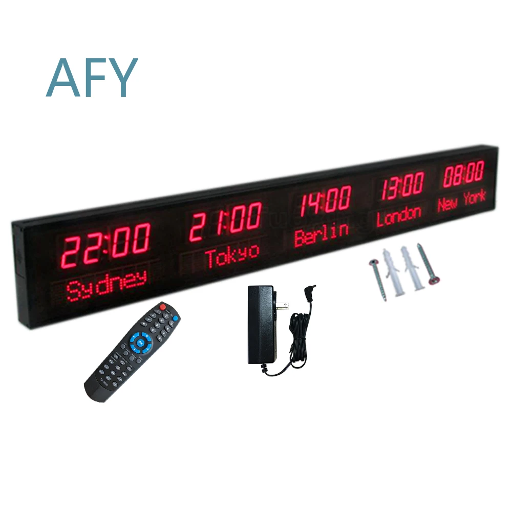 Portable Programmable LED Digital World Clock with Remote Control for Time Zone Change for Travelers and Remote Workers