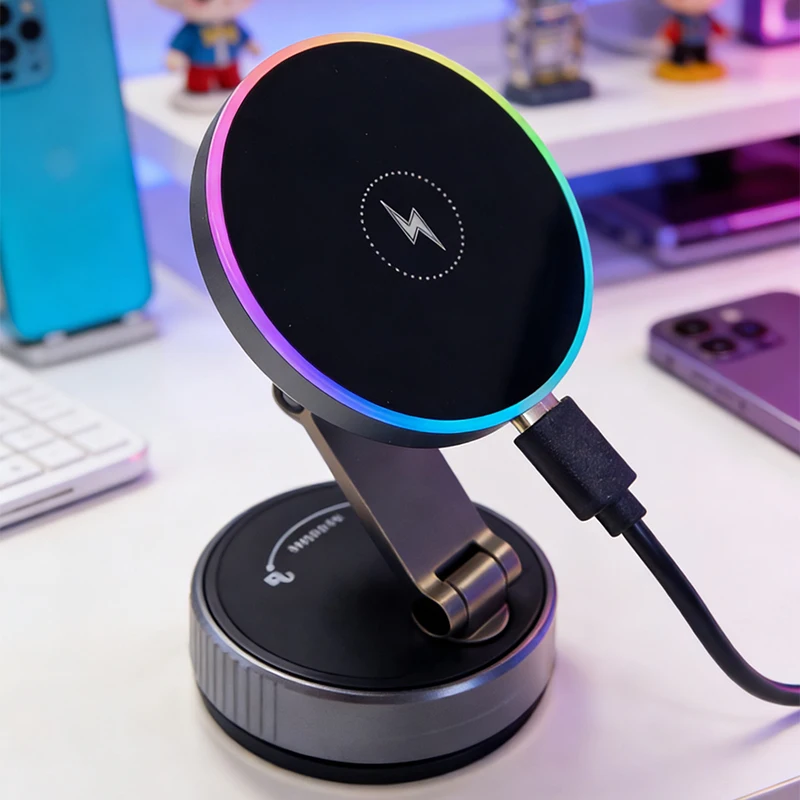 

K5 15W Vacuum Suction Magnetic Wireless Charger Car Phone Holder Mount 360 degree Rotatable Compatible for iPhone 13 14 15 16 17