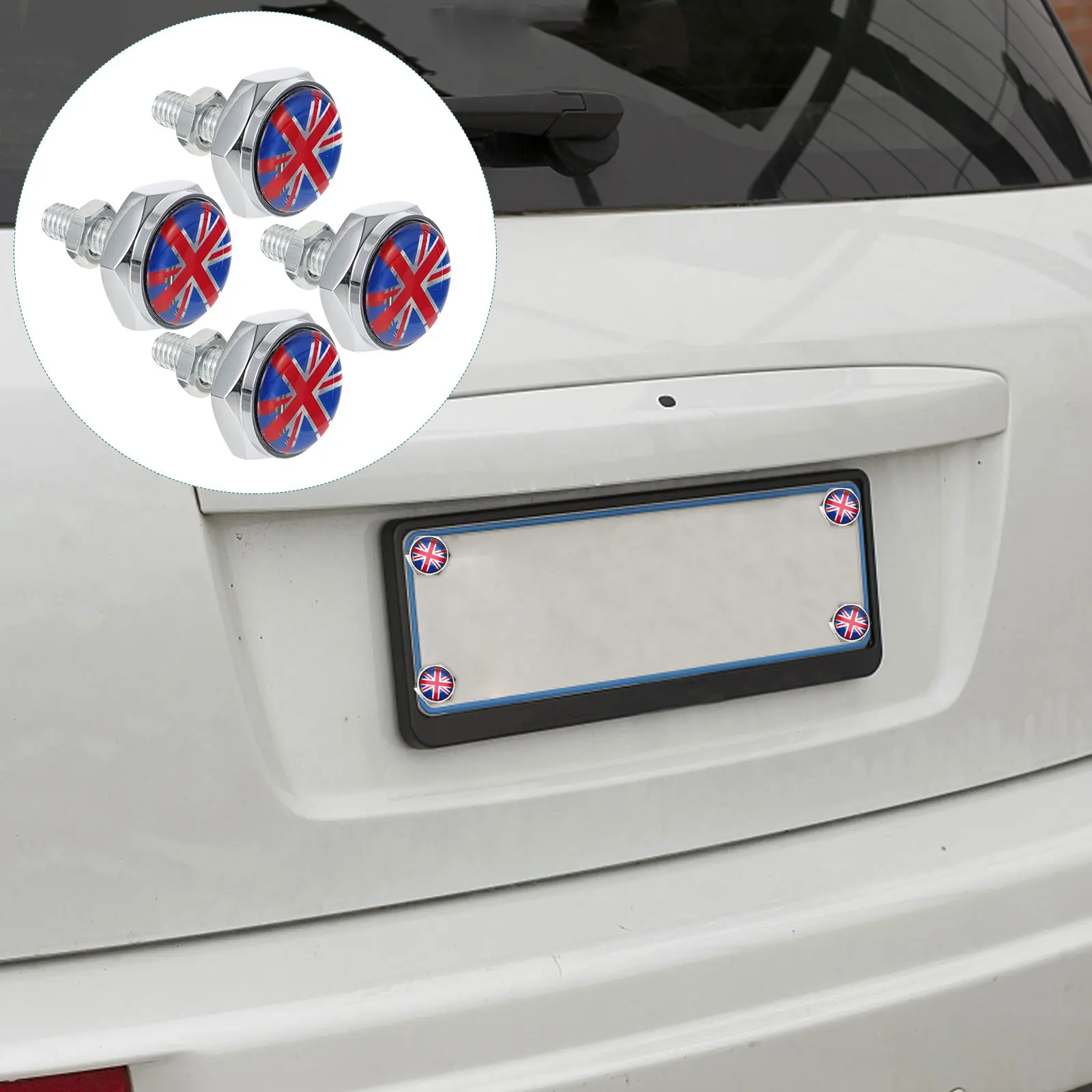

4Pcs License Plate Frame Bolts Premium Aluminum Alloy Universal Fit for Auto Bike Plate Fastenings Screw Bolts Set