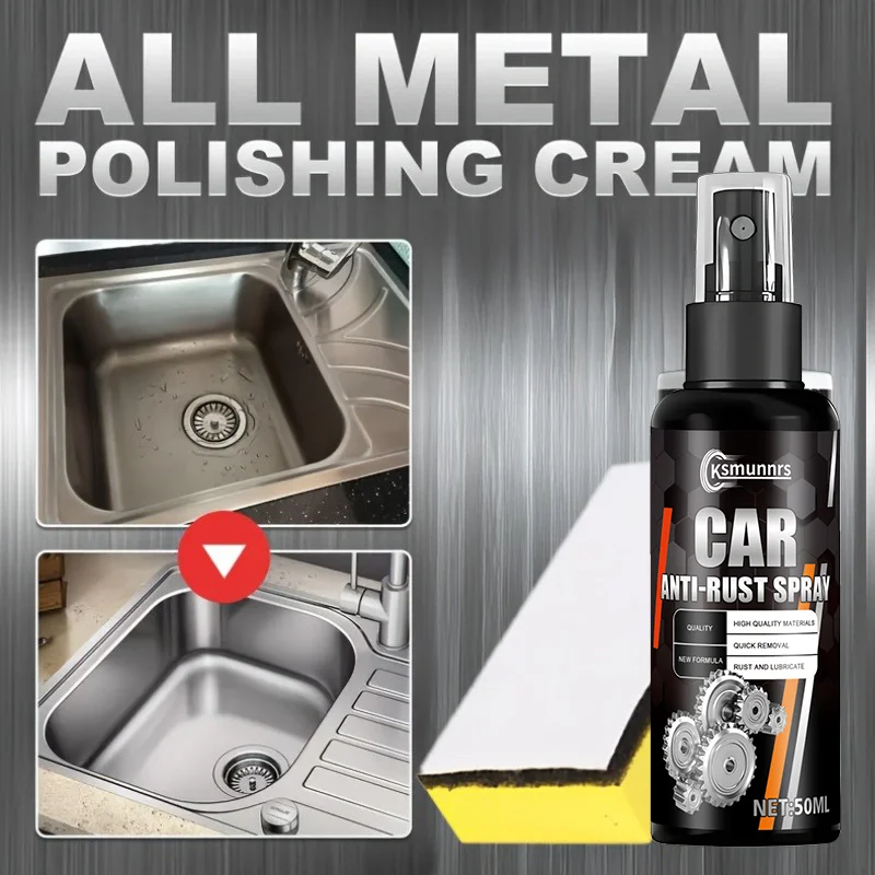 50ML Multi-Purpose Metal Polishing Spray – Rust Remover for Cars, Motorcycles, RVs and Stainless Steel Kitchenware, Restores Shi