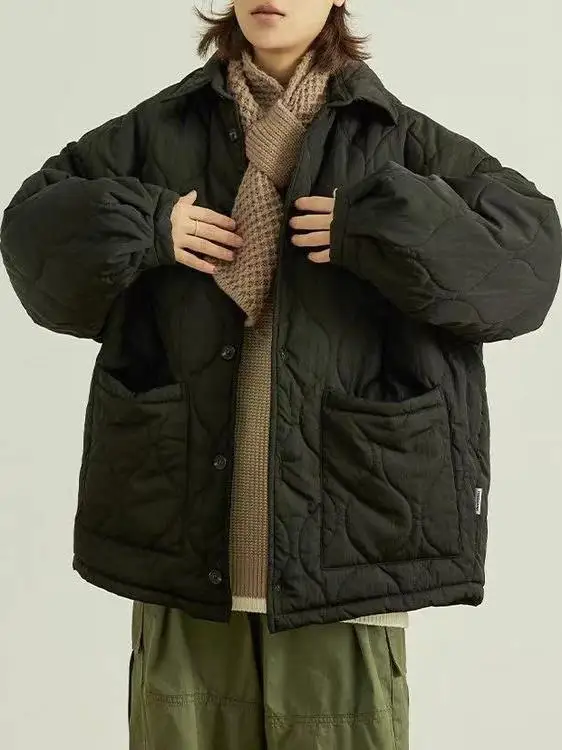 

Мужская хлопковая куртка свободного кроя с ретро-узором «Тыква», модная молодежная повседневная теплая куртка на пуговицах с длинными рукавами для осени и зимы