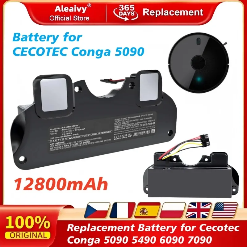 

100% Brand - New 14.8V 12800mAh Battery as Replacement for Cecotec Conga 5090 5490 6090 7090 Robot Vacuum - Great Accessory