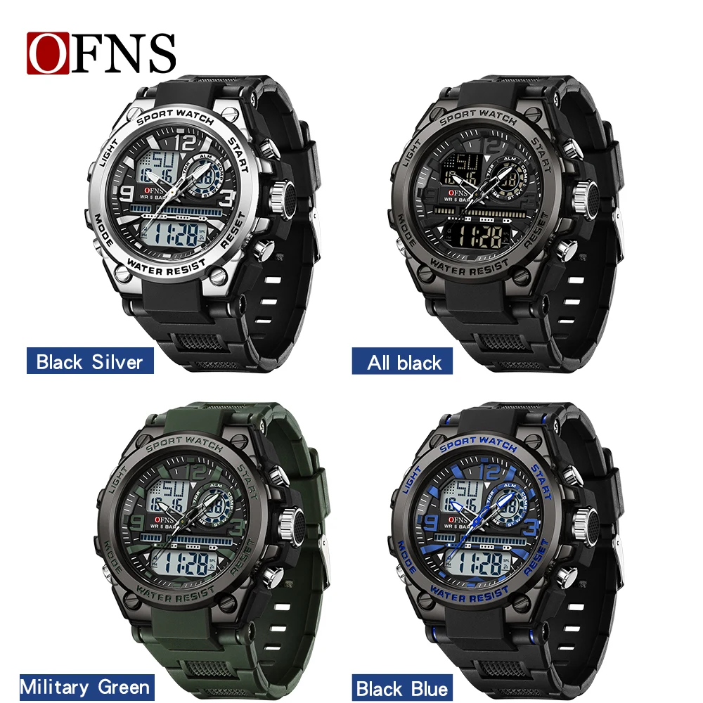 OFNS Top Brand Men\'s Watches 5ATM Waterproof Luxury G Style Sport Military Wristwatch Quartz Watch for Men LED Digital Clock