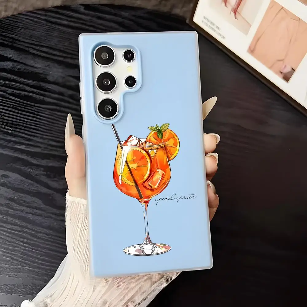 Aperol Spritz Cool Fashion Pattern Phone Case For Samsung Galaxy S25 S24 S22 S23 Ultra S21 S20 Plus Frosted Jelly Soft Cover