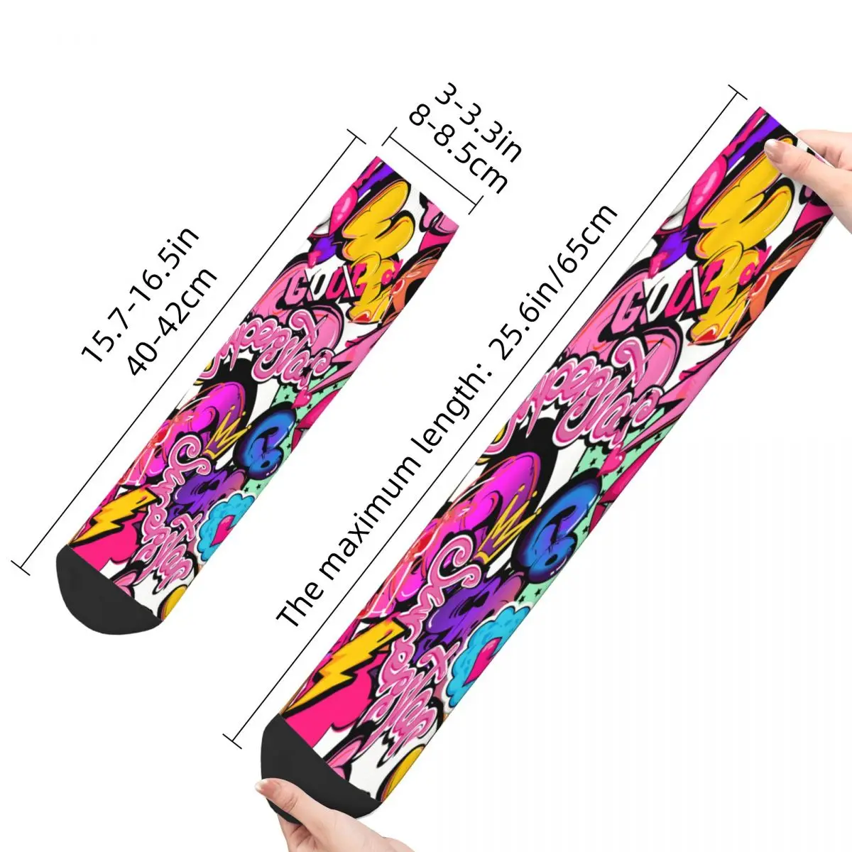 Graffiti Text Comics Sign Elements Graffiti Art Pattern Socks Male Mens Women Spring Stockings Printed