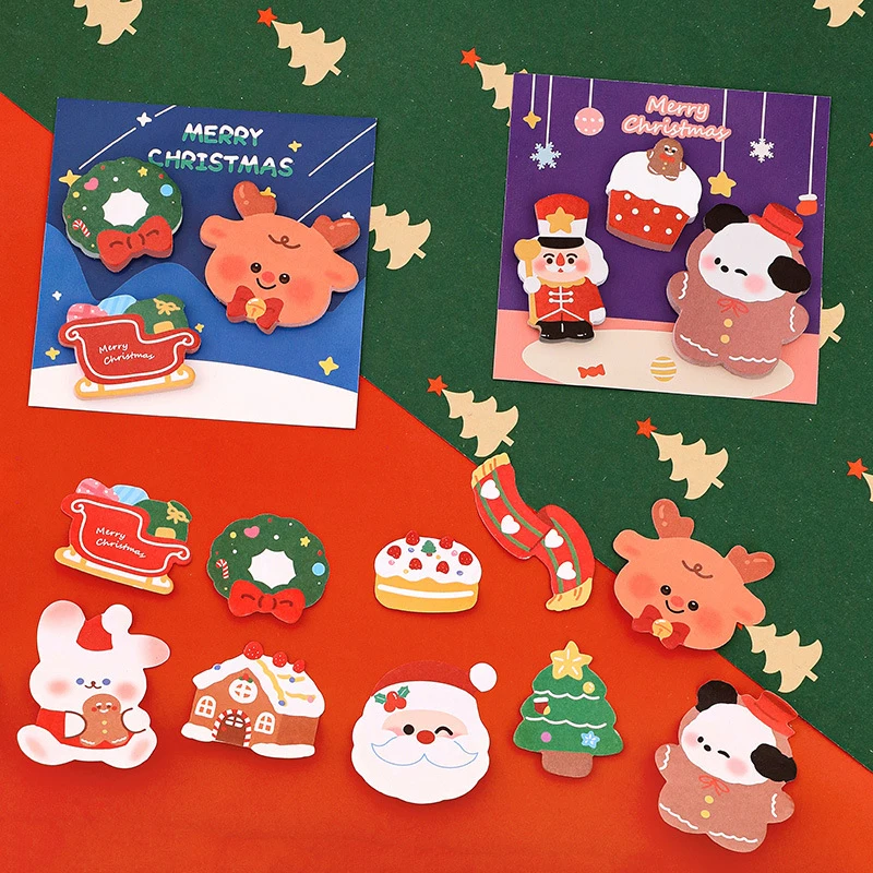 60Sheets Cartoon Christmas Sticky Notes Student Guestbook Mini Pocket Notebook Cute Message Notepad Christmas Stationery Gifts