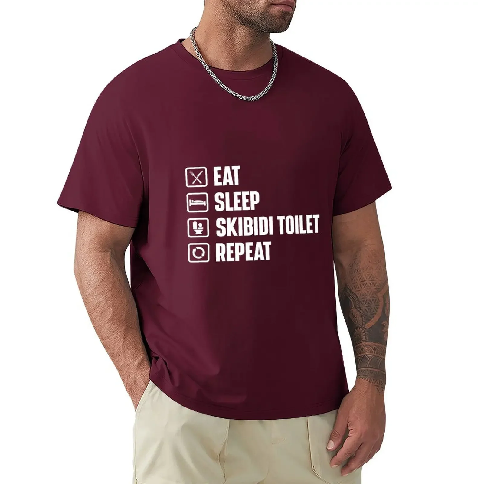 Eat Sleep Skibidi Toilet Repeat - Skibidi Toilet Meme T-shirt Short sleeve tee customs boys whites clothes for men Crewneck Hot