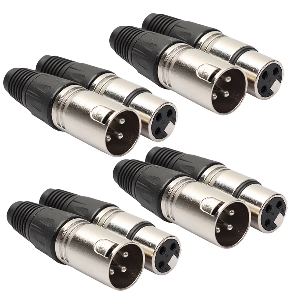 40-8pcs 3Pin XLR Audio Cable Connector Microphone Wire Connector Socket MIC Male Plug Female Jack Power Adapter Accessories
