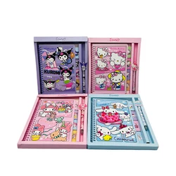 Hello Kitty Sanrio Portable Notebook And Pen Set, Cinnamoroll Kuromi Themed School And Office Supplies, Cartoon Paper Stationery