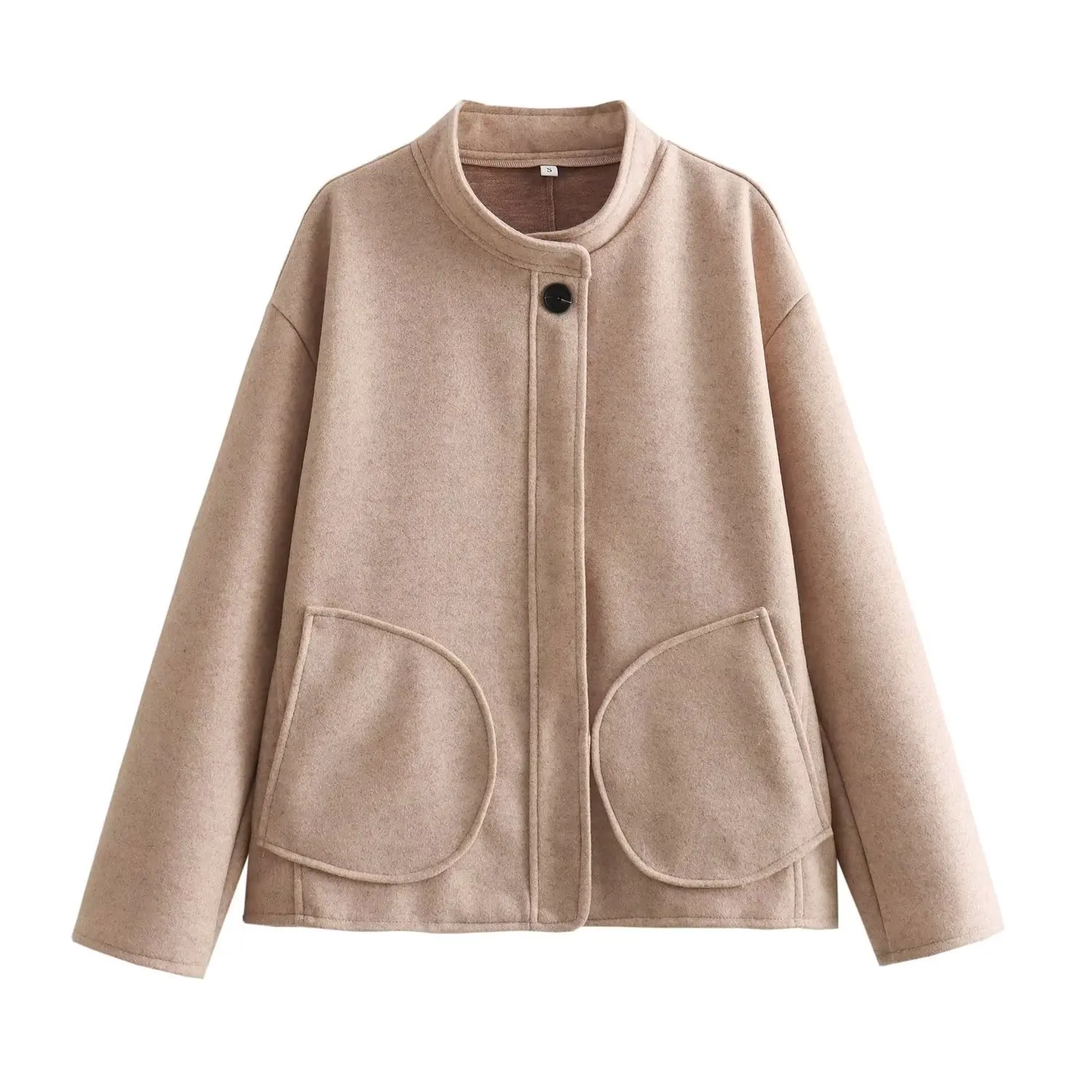 

Зимняя женская уличная модная повседневная однобортная шерстяная верхняя одежда в европейском и американском стиле