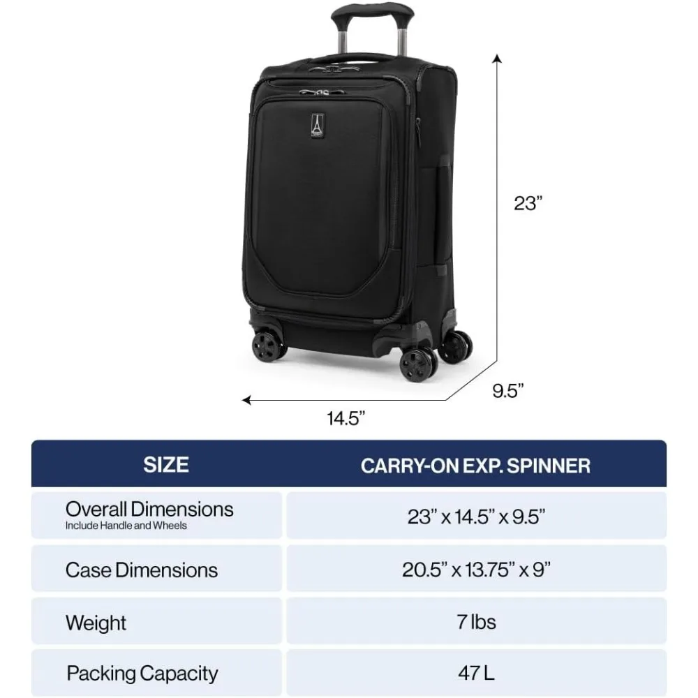 Lightweight Expandable 8-Wheel Spinner Carry-On Luggage, 21-Inch, Unisex, Softside Suitcase for Travel