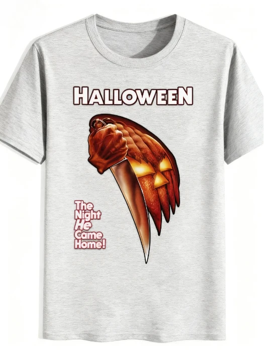 قميص مايكل مايرز للهالوين للرجال - تي شيرت Slasher Film Merch مع قناع مبدع مطبوع عليه فيلم رعب أسود للحفلات التنكرية #2