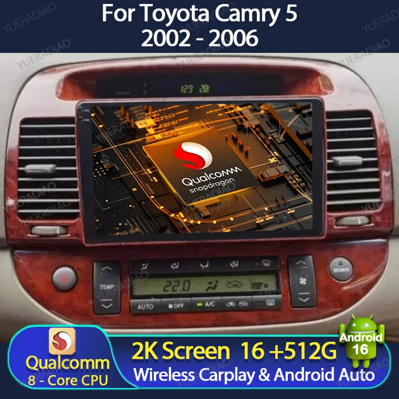 Android 16 Car Radio For Toyota Camry 5 XV 30 2001 - 2006 Bluetooth Car Radios Mirror Link 4G LTE 5G WIFI DVD 2DIN Autoradio BT