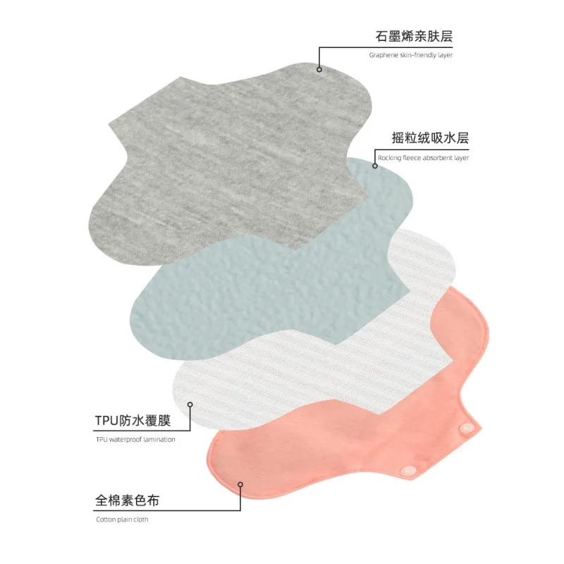 Reusable Leak Proof Underwear Pad Cloth Menstrual Gaskets Graphene Cotton Antibacterial Menstrual Pad Washable Sanitary Napkins