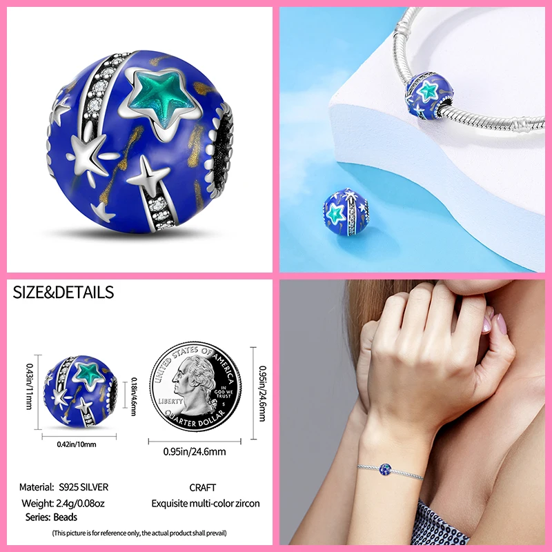 Contas de mudança de cor luminosa para mulheres, pulseira encantos originais, jóias diy, zircão, apto para pandora, prata 925, presente de luxo, novo, 2023