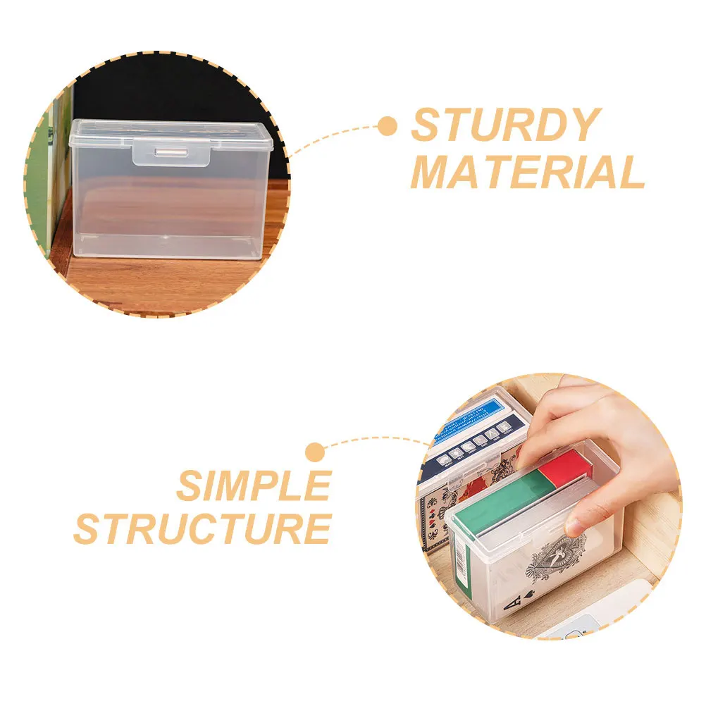 4pcs Transparent PP Card Storage Boxes Clear Lid Playing Cards Organizer Multi Purpose File Case Holder Bin