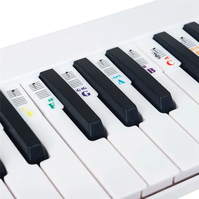 【black huodong】Piano Note Sticker Button Strip Silicone Color Universal Detachable Keyboard Sticker (PVC Box) 61 Keys