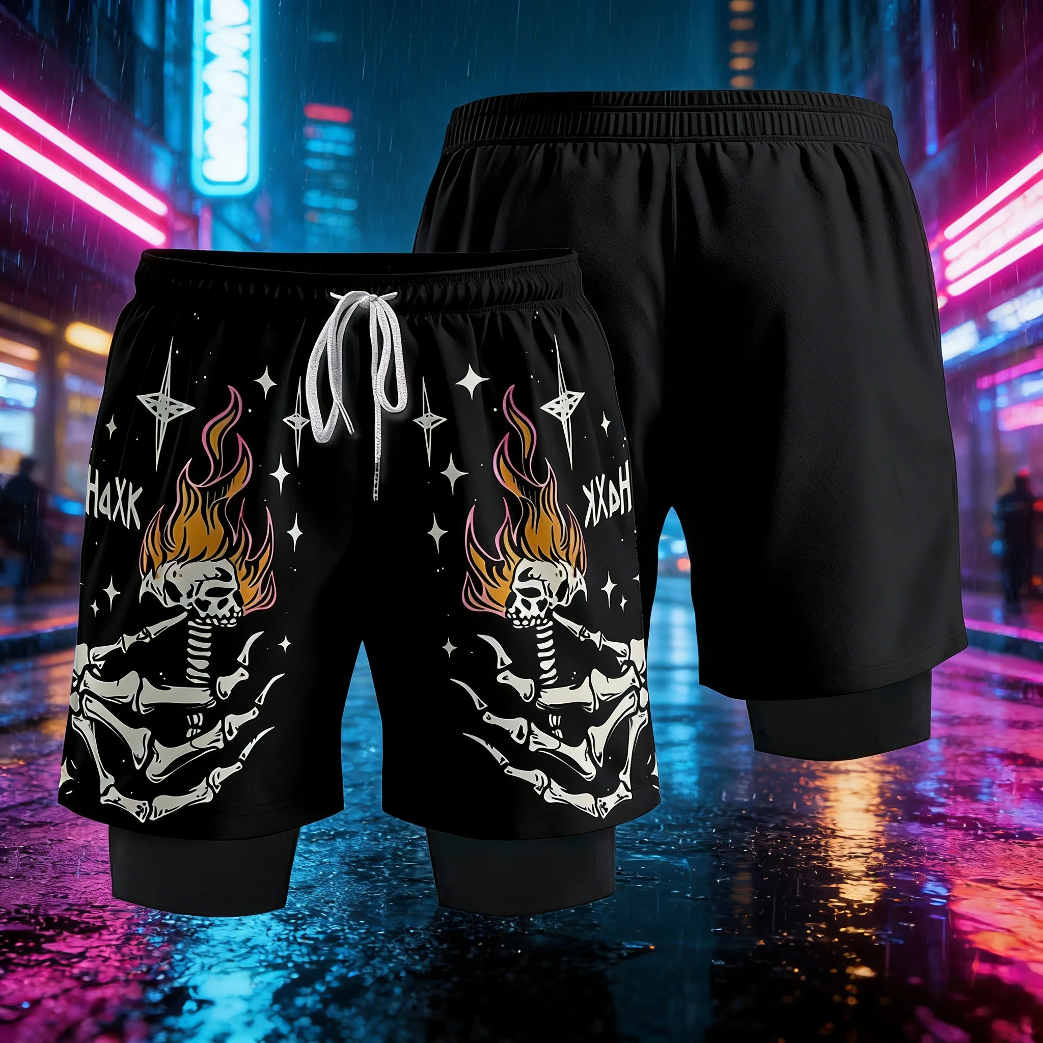 

2026 New Men Fashion 2-in-1 Fitness Running Shorts Daily Outdoor Exercise Quick Drying Breathable Cycling Shorts Street Hip Hop