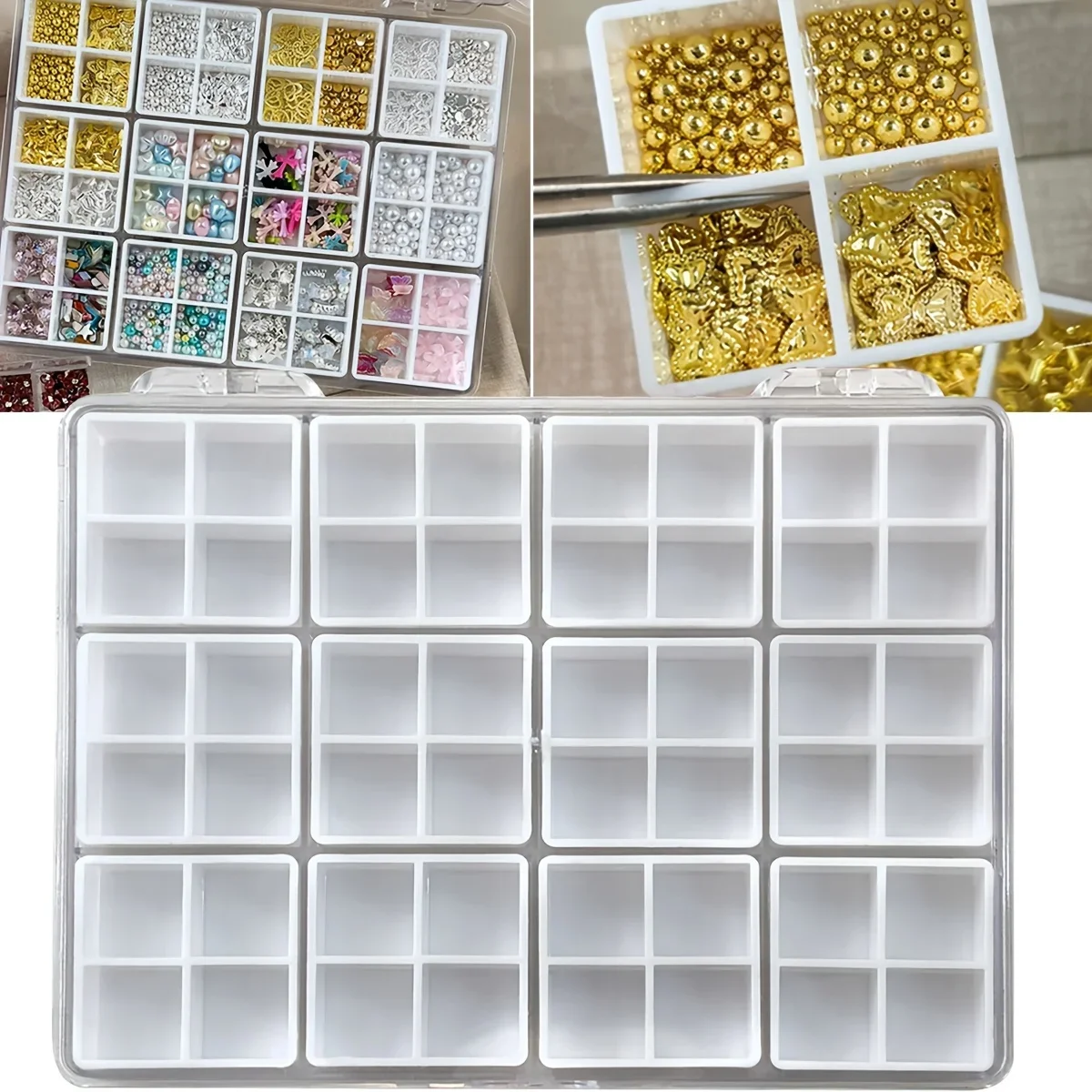 48 Girds Container Box Plastic Organizer Box Empty Nail Art Accessory /Jewelry /Diamond Painting Storage Organizer Display Case