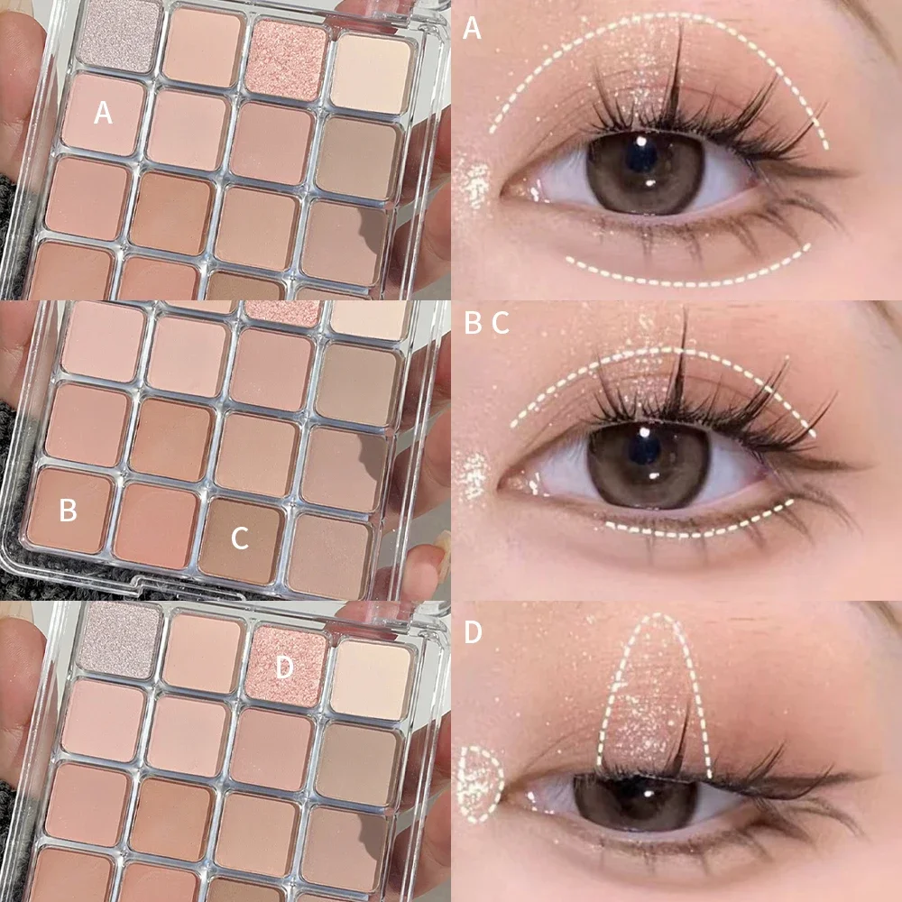 16 Color Eyeshadow Palette Nude Matte Color Tea Eye Shadow Contour Charming Daily Makeup Waterproof Lasting Eye Korean Comestic