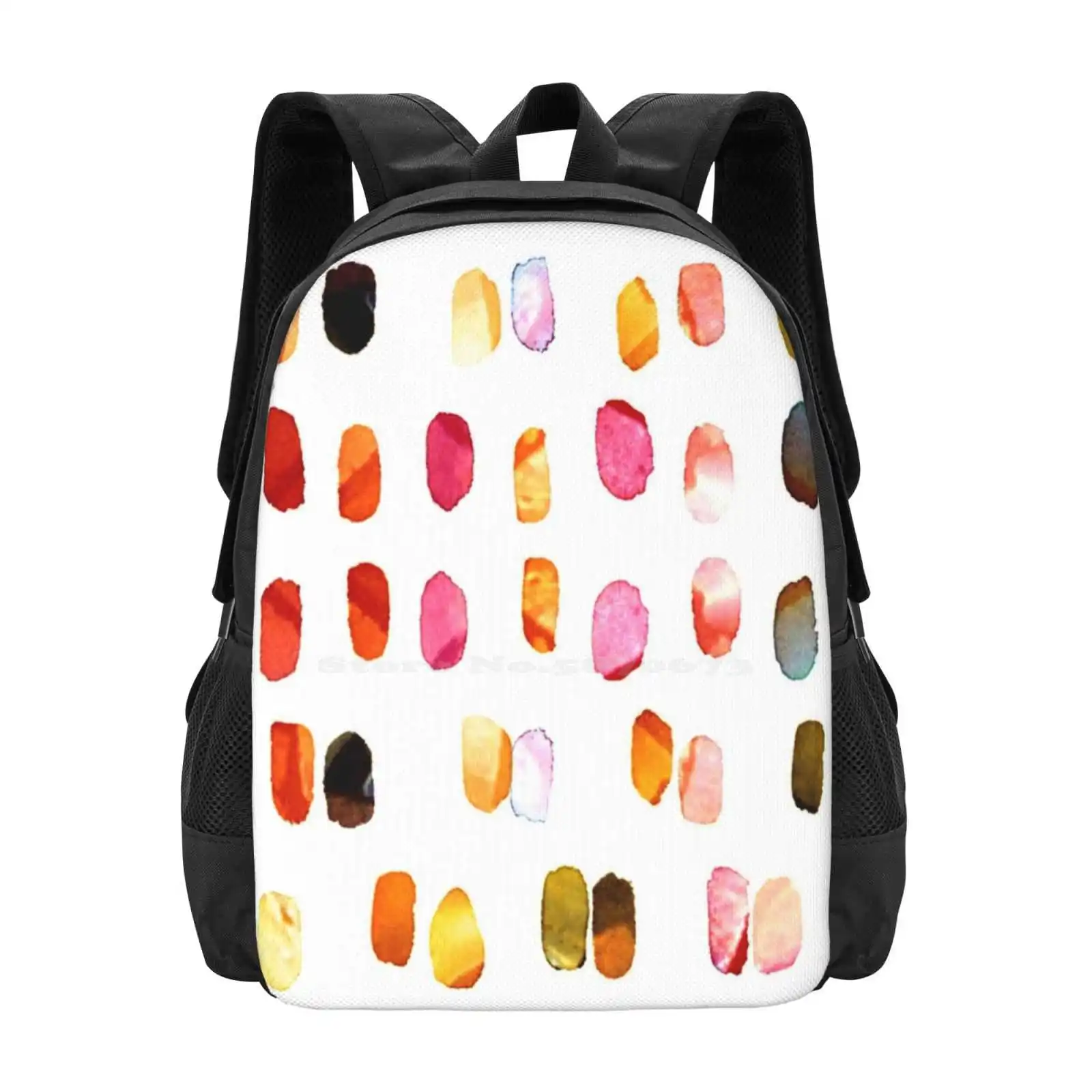 Strokes Of Colors Hot Sale Schoolbag Backpack Fashion Bags Colors Gem Effect Strokes Form Contemporary Modern Abstract