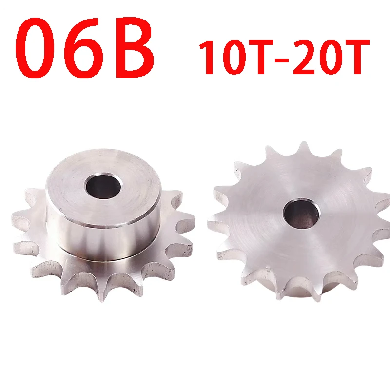 10T-24T 06B Precision Industrial Drive Sprocket Wheel 304 Stainless Steel Chain Gear Bore 8 10 12 mm For 06B Chain, 1PC