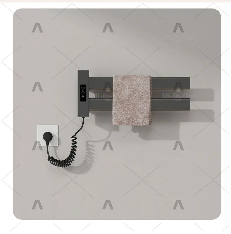 For Smart Thermostatic Heated Towel Rack Space Aluminum No Drilling Foldable Bathroom Towel Warmer Dryer