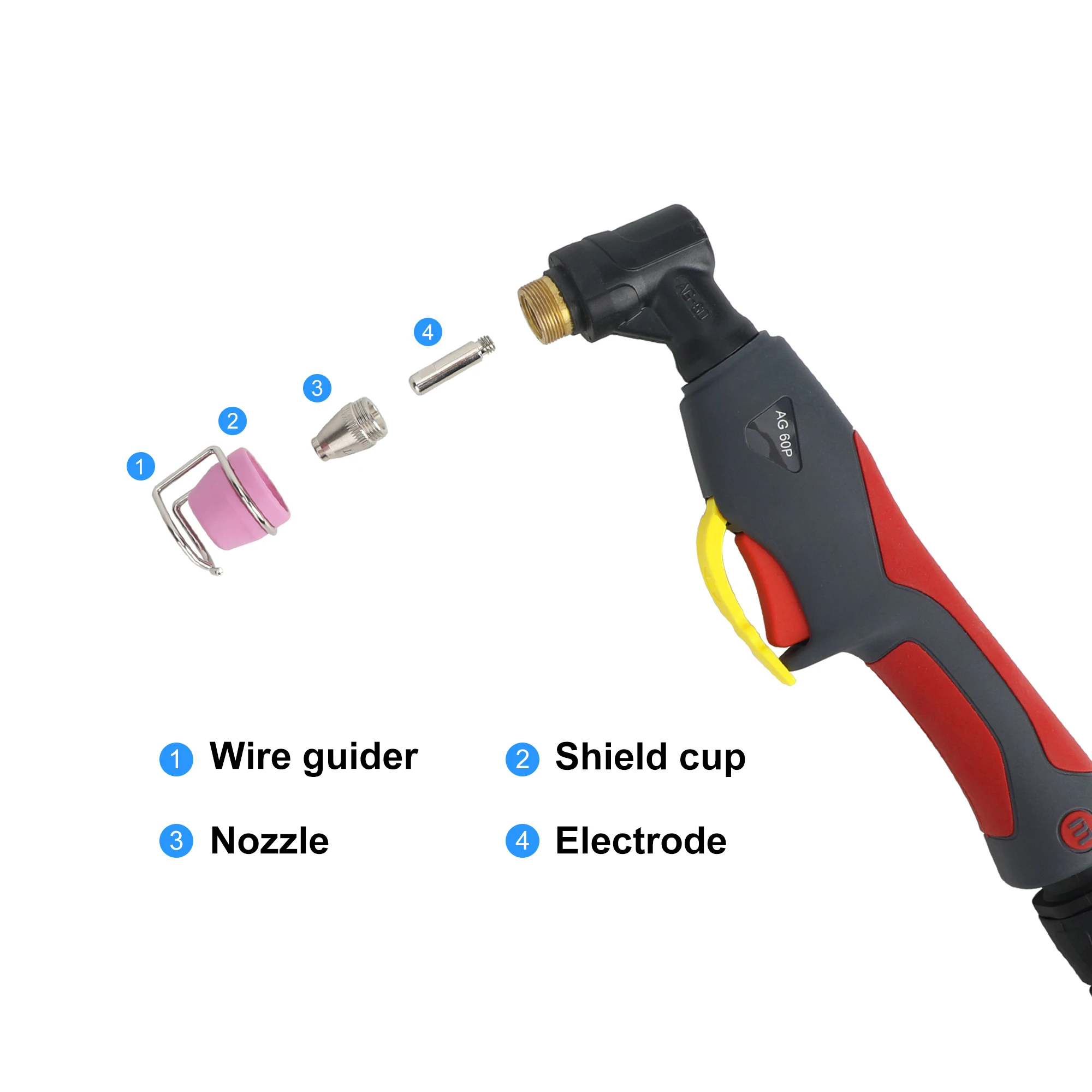 Air Plasma Cutter Torch Consumable Kits AG-60 AG-60P SG-55 WSD-60, 24 pcs Pilot Arc Plasma Consumables Nozzles Tips Kit