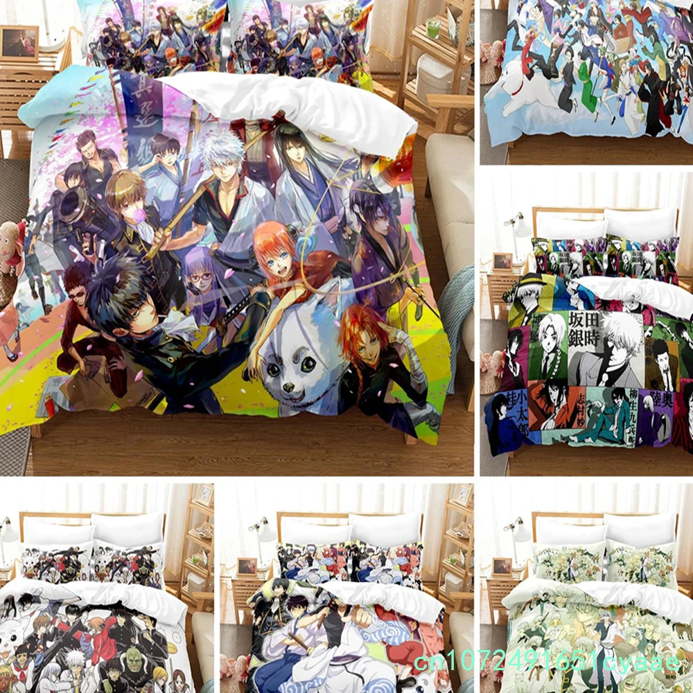 3D Printed Gintama Bedding Set Anime Gintoki Sakata Duvet Cover Double Twin Full Queen King Adult Kids Bedclothes Quilt Cover