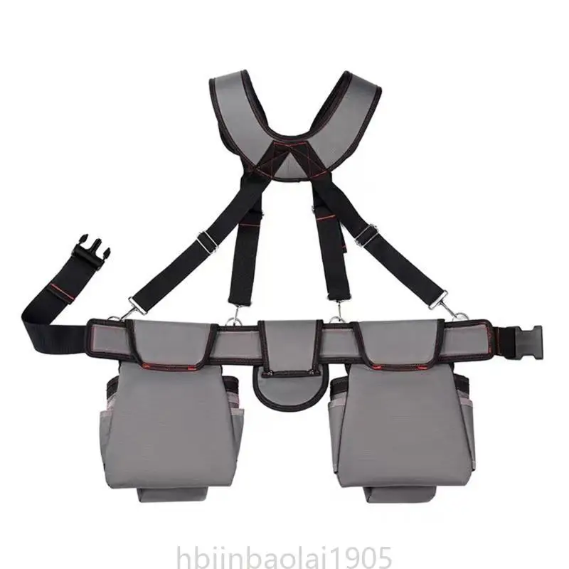 

E74E Carpenter Tool Belt with Suspenders and Multi Pocket Adjustable Waist