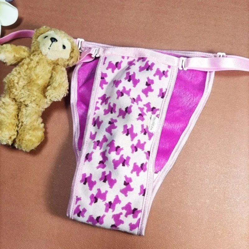 

Inside Fur Touch Soft Lace T-Briefs Dog Graphics Sexy Underwear Panties Sissy Cross-dressing Thong FKK Party Role-play Panty