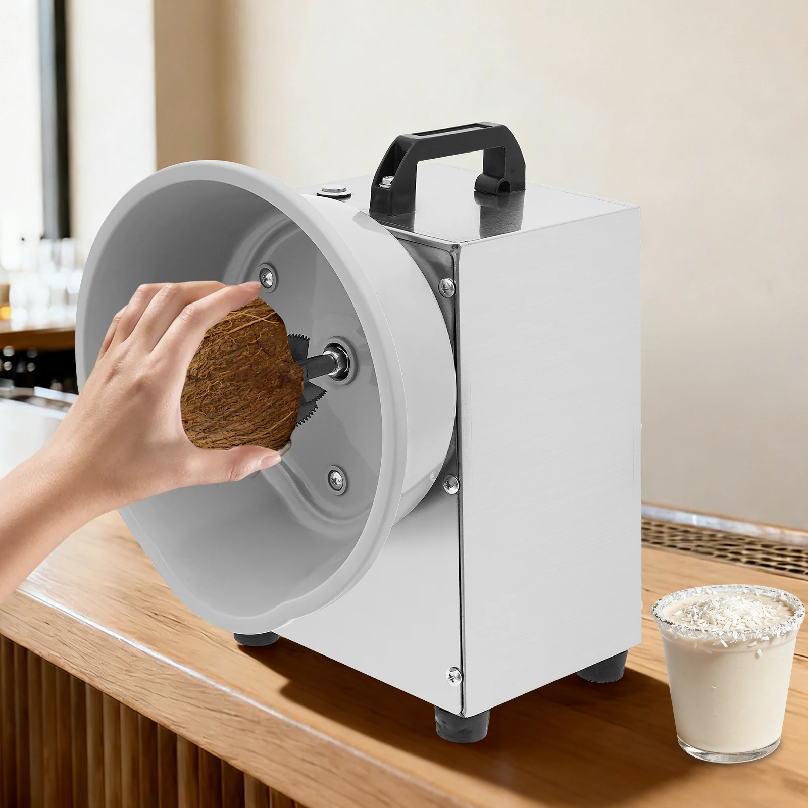 Electric Coconut Scraper Machine 150W, Stainless Steel Coconut Meat Grater With Adjustable Speed, Commercial Coconut Shredder for Dessert Shop, US Plug