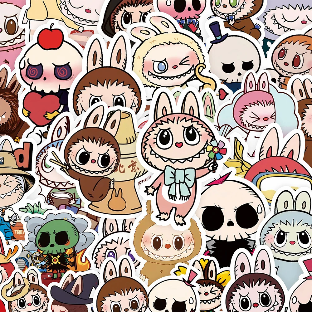 10/30/50/100pcs Funny Dolls Labubu Cartoon Stickers Kawaii Sticker for Kids Toy DIY Scrapbook Guitar Diary Phone Cute Toy Decals