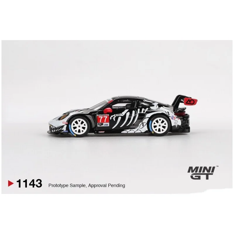 مينيجت 1:64 بورش 911 GT3 R # 77 ديناصور أسود AO Racing 2025 IMSA Petit Le Mans نموذج سيارة من خليط معدني