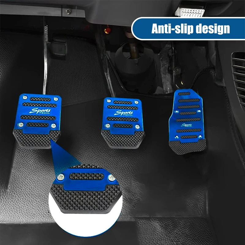 3-teiliges rutschfestes Auto-Pedal-Set, manuelle Bremse, Kupplungspedalabdeckungen, universelle Ersatzteile aus Aluminiumlegierung für Autos
