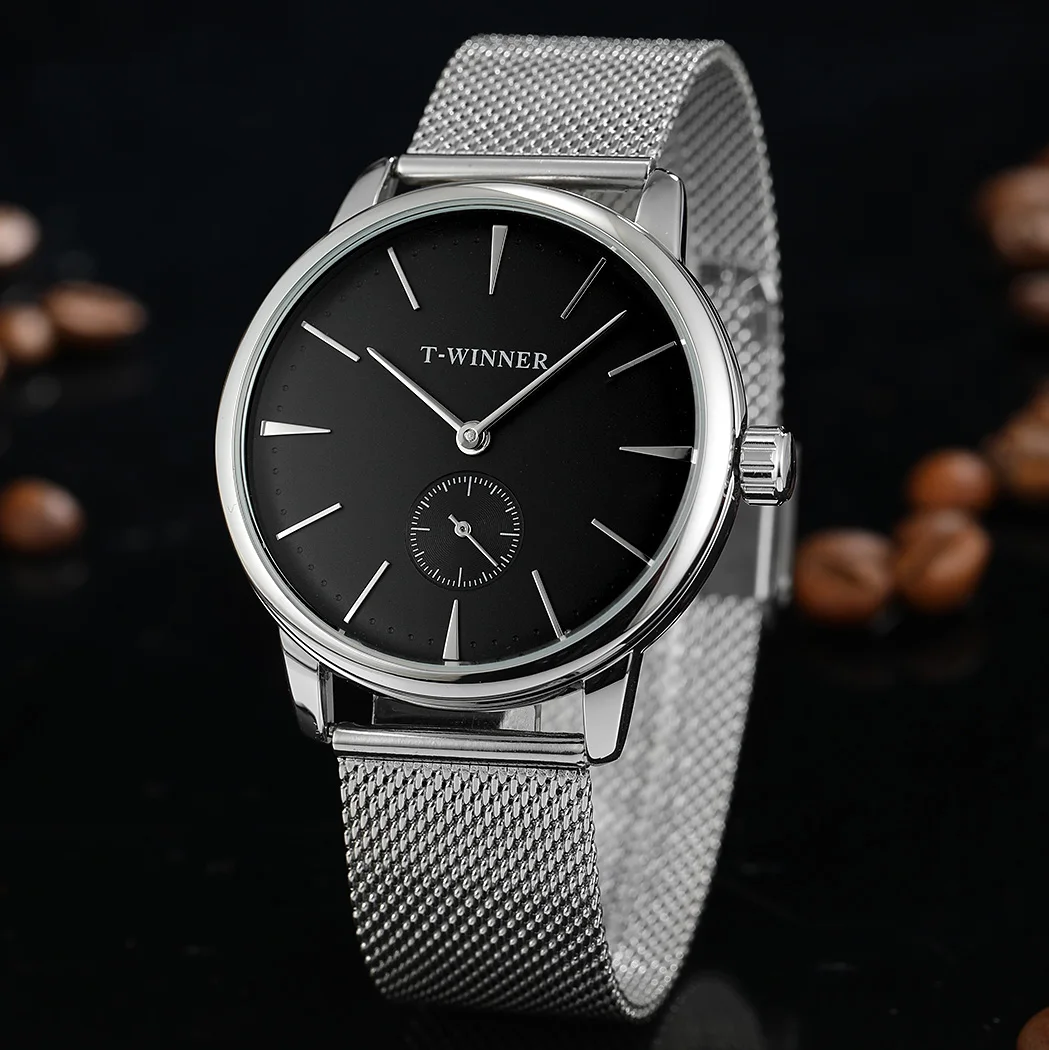 

WINNER Official Original Replica Watch Mesh Strap Mechanical Watches for men Waterproof Elegant Fashion Casual wristwatch Clock