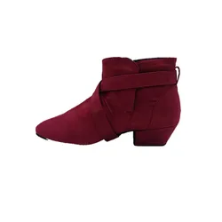 Botas de práctica de baile latino para mujer, zapatos de baile de fiesta de salón de Salsa latina suave roja, zapatillas deportivas, botas de baile de línea occidental