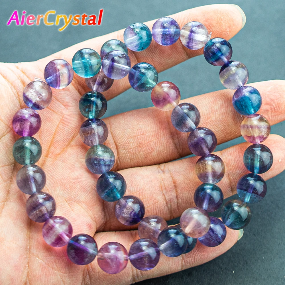 

Natural Colored fluorite Beaded Bracelet Elastic Rope Color fluorite Bead Bracelet Fashion Crystal Wrist Jewelry accessory