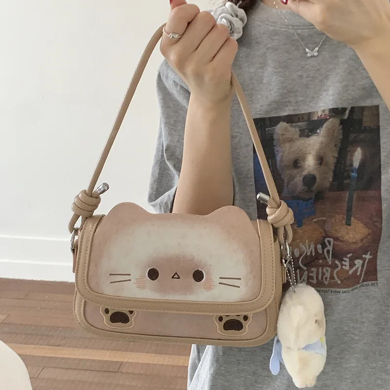 

Cute Cat Bag Women 2025 New Trendy Fashion Cartoon Handbag Versatile Shoulder Messenger Bag Women Daily Commuter Travel