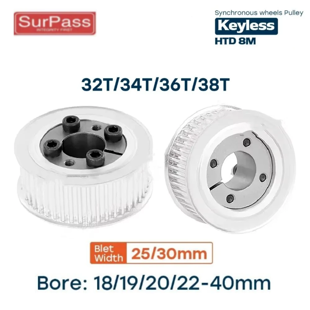 

HTD 8M 32T/34T/36T/38 зубьев шкив ГРМ бесключевая втулка диаметром 18/19/20/22/24/25/28/30/32/35/38/40 мм для ремня шириной 25/30 мм